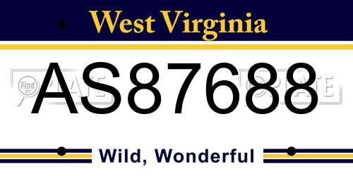 AS87688 West Virginia License Plate