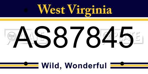 AS87845 West Virginia License Plate