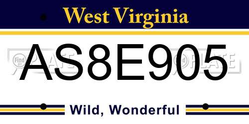AS8E905 West Virginia License Plate