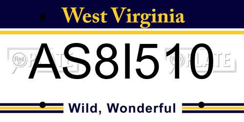 AS8I510 West Virginia License Plate