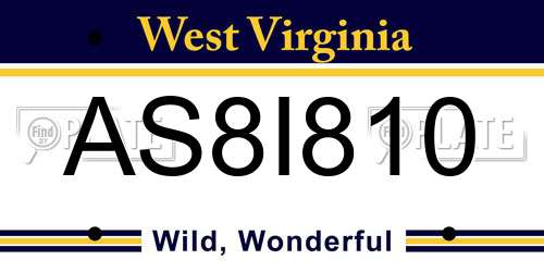 AS8I810 West Virginia License Plate