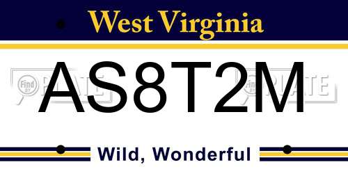 AS8T2M West Virginia License Plate