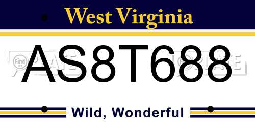 AS8T688 West Virginia License Plate