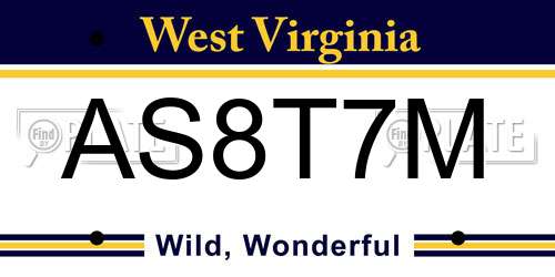 AS8T7M West Virginia License Plate