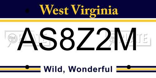 AS8Z2M West Virginia License Plate