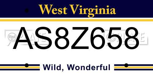 AS8Z658 West Virginia License Plate