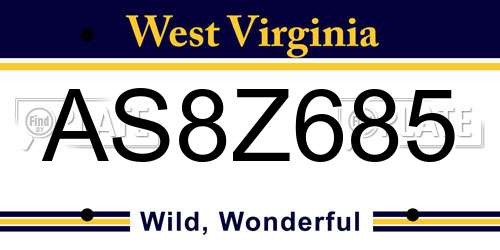 AS8Z685 West Virginia License Plate