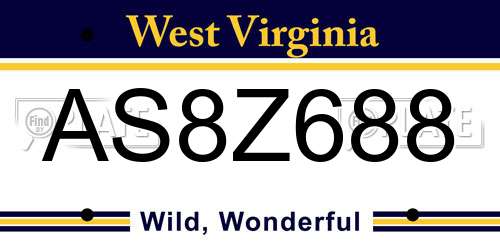 AS8Z688 West Virginia License Plate