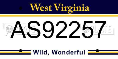 AS92257 West Virginia License Plate