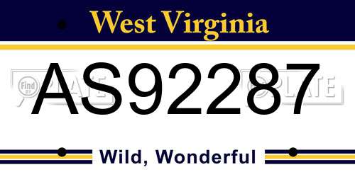 AS92287 West Virginia License Plate