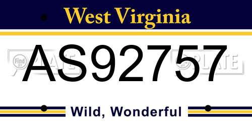 AS92757 West Virginia License Plate