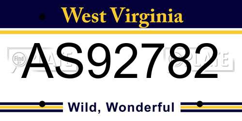AS92782 West Virginia License Plate