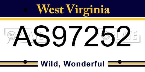AS97252 West Virginia License Plate
