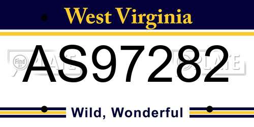 AS97282 West Virginia License Plate