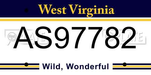 AS97782 West Virginia License Plate