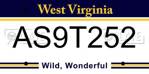AS9T252 West Virginia License Plate
