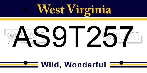 AS9T257 West Virginia License Plate