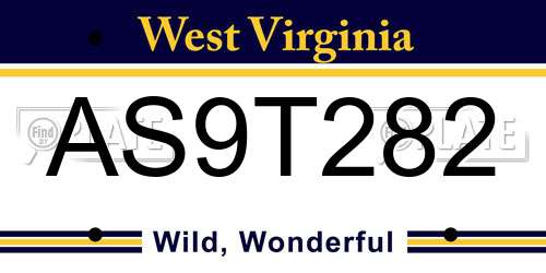 AS9T282 West Virginia License Plate