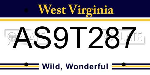 AS9T287 West Virginia License Plate