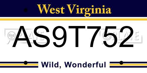AS9T752 West Virginia License Plate