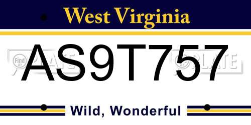 AS9T757 West Virginia License Plate