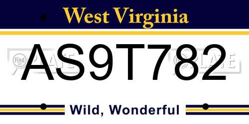AS9T782 West Virginia License Plate