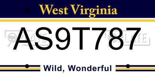 AS9T787 West Virginia License Plate