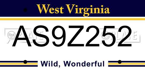 AS9Z252 West Virginia License Plate