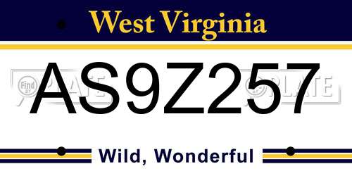 AS9Z257 West Virginia License Plate