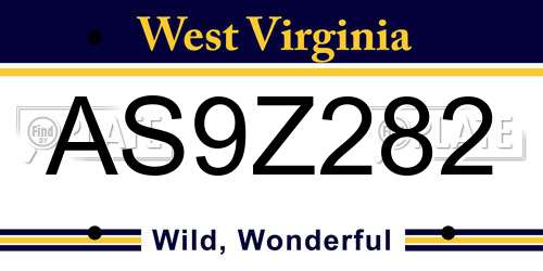 AS9Z282 West Virginia License Plate