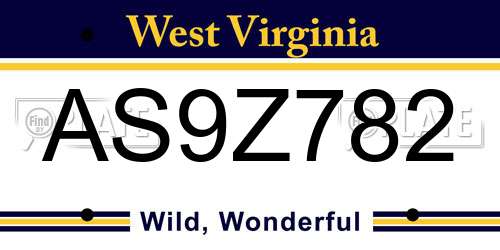 AS9Z782 West Virginia License Plate