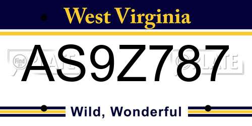 AS9Z787 West Virginia License Plate