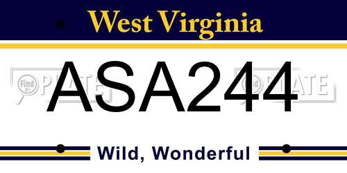 ASA244 West Virginia License Plate
