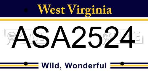 ASA2524 West Virginia License Plate