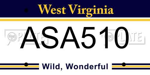 ASA510 West Virginia License Plate