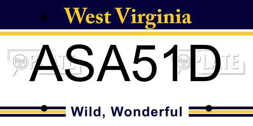 ASA51D West Virginia License Plate