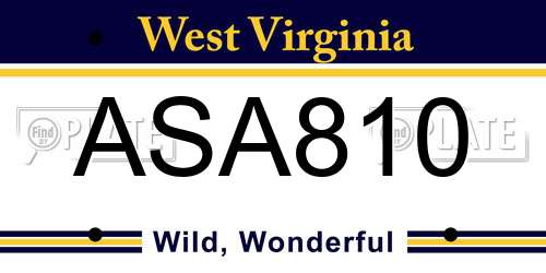 ASA810 West Virginia License Plate