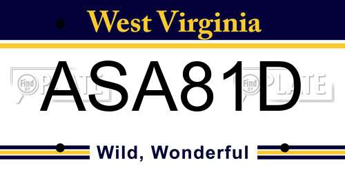 ASA81D West Virginia License Plate