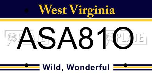 ASA81O West Virginia License Plate
