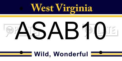 ASAB10 West Virginia License Plate