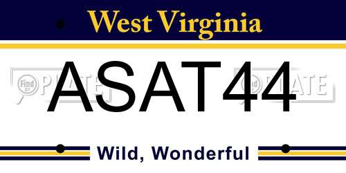 ASAT44 West Virginia License Plate