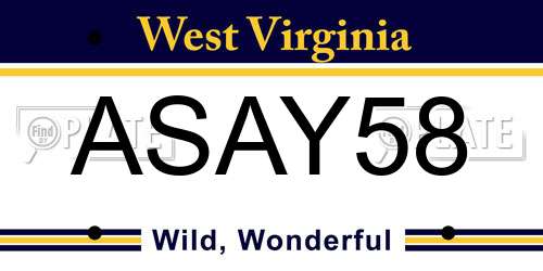 ASAY58 West Virginia License Plate