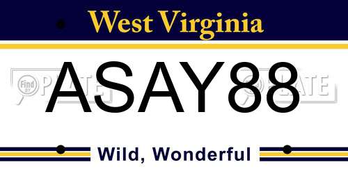 ASAY88 West Virginia License Plate