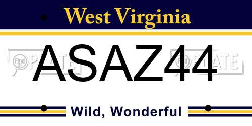 ASAZ44 West Virginia License Plate