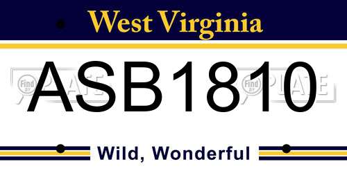 ASB1810 West Virginia License Plate