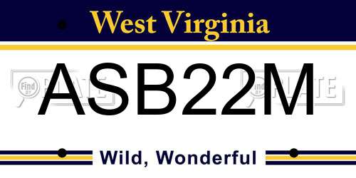 ASB22M West Virginia License Plate
