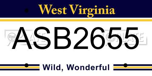 ASB2655 West Virginia License Plate