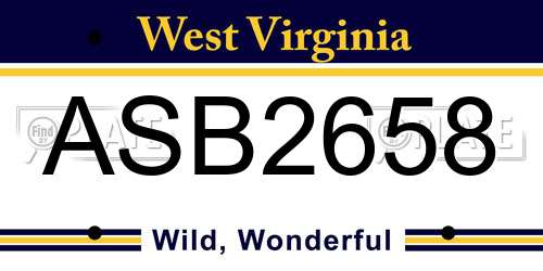 ASB2658 West Virginia License Plate