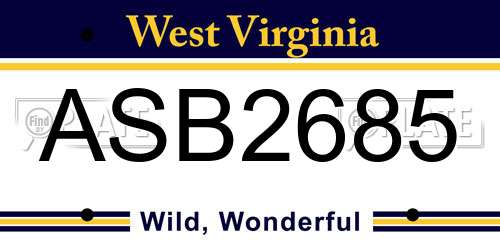 ASB2685 West Virginia License Plate