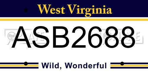 ASB2688 West Virginia License Plate